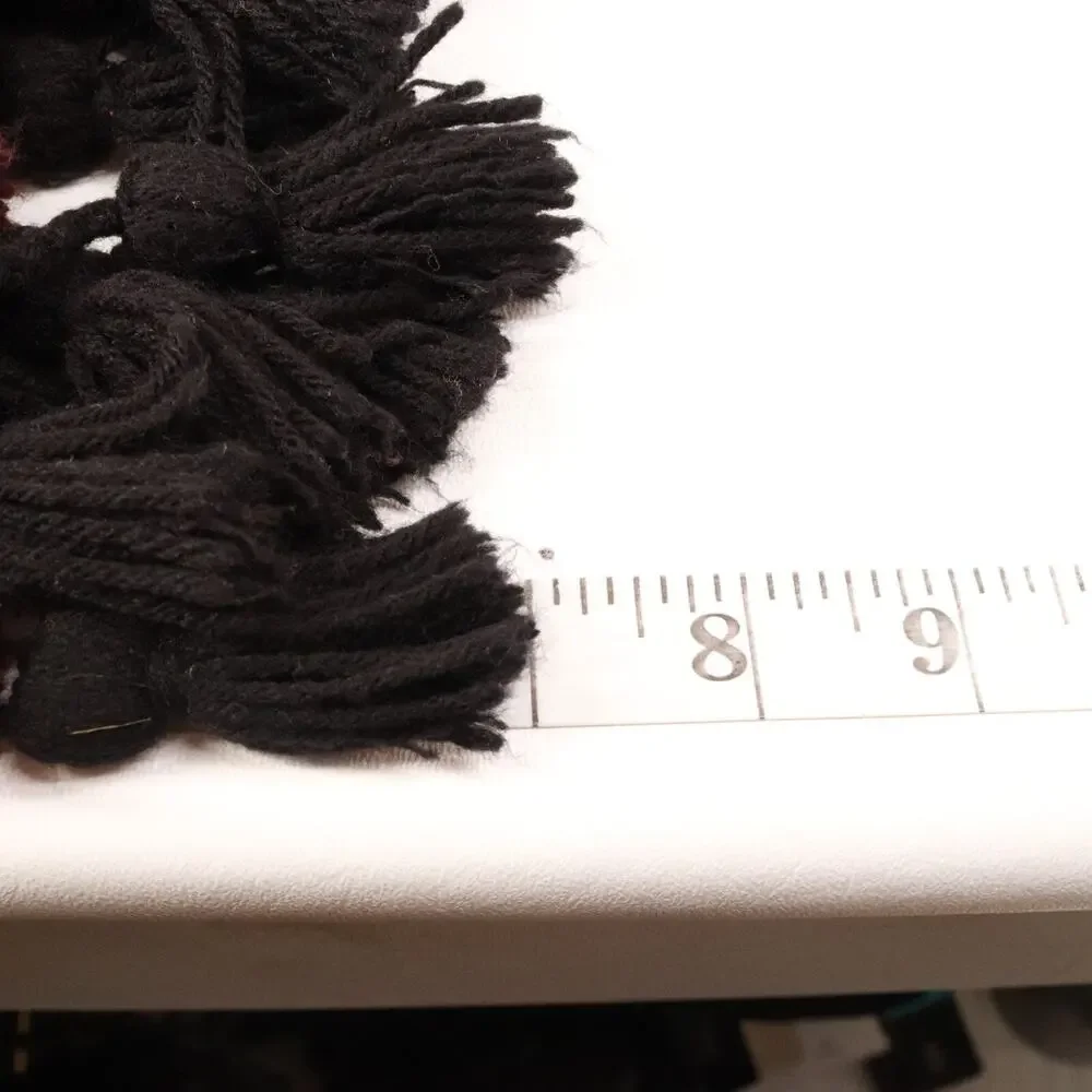 Vintage Paul Martin Worsted Wool Scarf Brown Black Double Layered Tassel Fringe